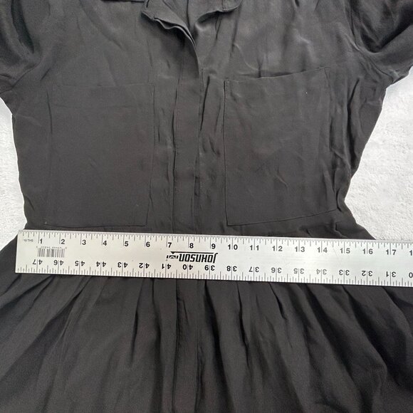 Tylho Womens Long Sleeve Black 100% Silk Button Down Shirt Dress Small Casual - Picture 8 of 9